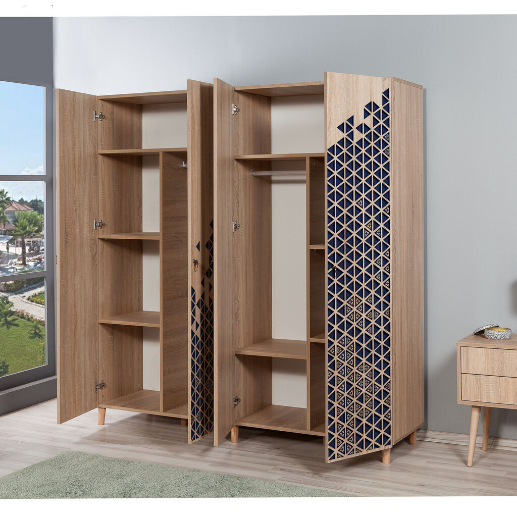 Skapis Kalune Design Wardrobe 863 (II), 180 cm, ozola krāsas/zils cena un informācija | Skapji | 220.lv