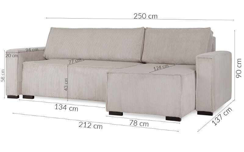 Universāls stūra dīvāns TMS Smart, pelēks цена и информация | Stūra dīvāni | 220.lv