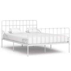 vidaXL gultas rāmis ar redeļu pamatni, balts metāls, 120x200 cm cena un informācija | Gultas | 220.lv