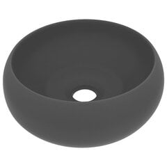 vidaXL izlietne, apaļa, 40x15 cm, matēta tumši pelēka keramika cena un informācija | Izlietnes | 220.lv