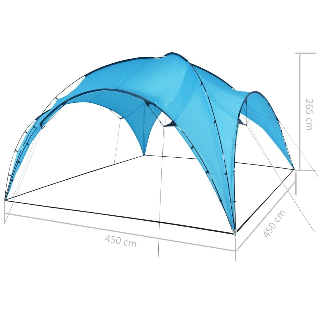 vidaXL svinību telts, 450x450x265 cm, gaiši zila cena un informācija | Dārza nojumes un lapenes | 220.lv