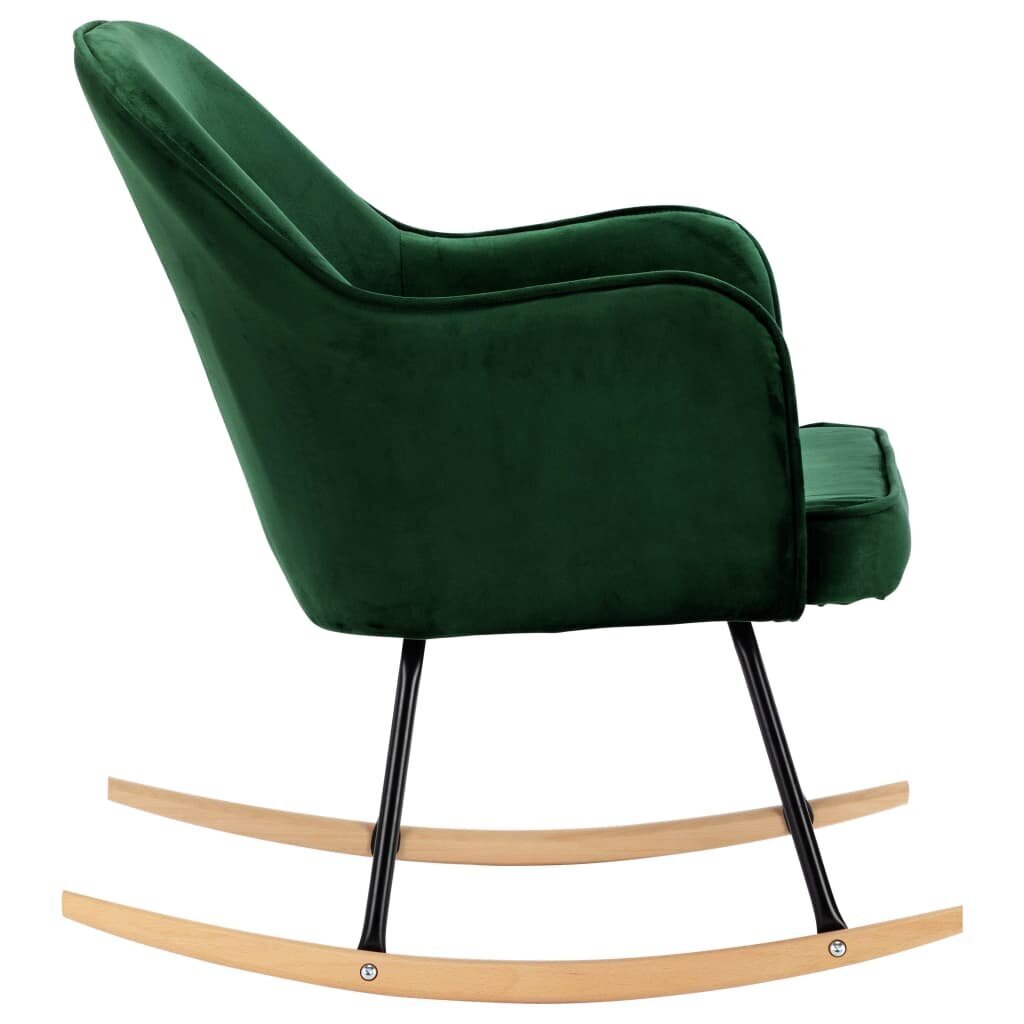 vidaXL šūpuļkrēsls, tumši zaļš samts cena un informācija | Atpūtas krēsli | 220.lv