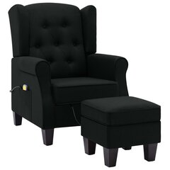 vidaXL masāžas krēsls ar kāju soliņu, melns audums цена и информация | Кресла в гостиную | 220.lv