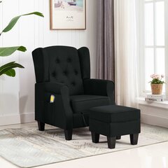 vidaXL masāžas krēsls ar kāju soliņu, melns audums цена и информация | Кресла в гостиную | 220.lv