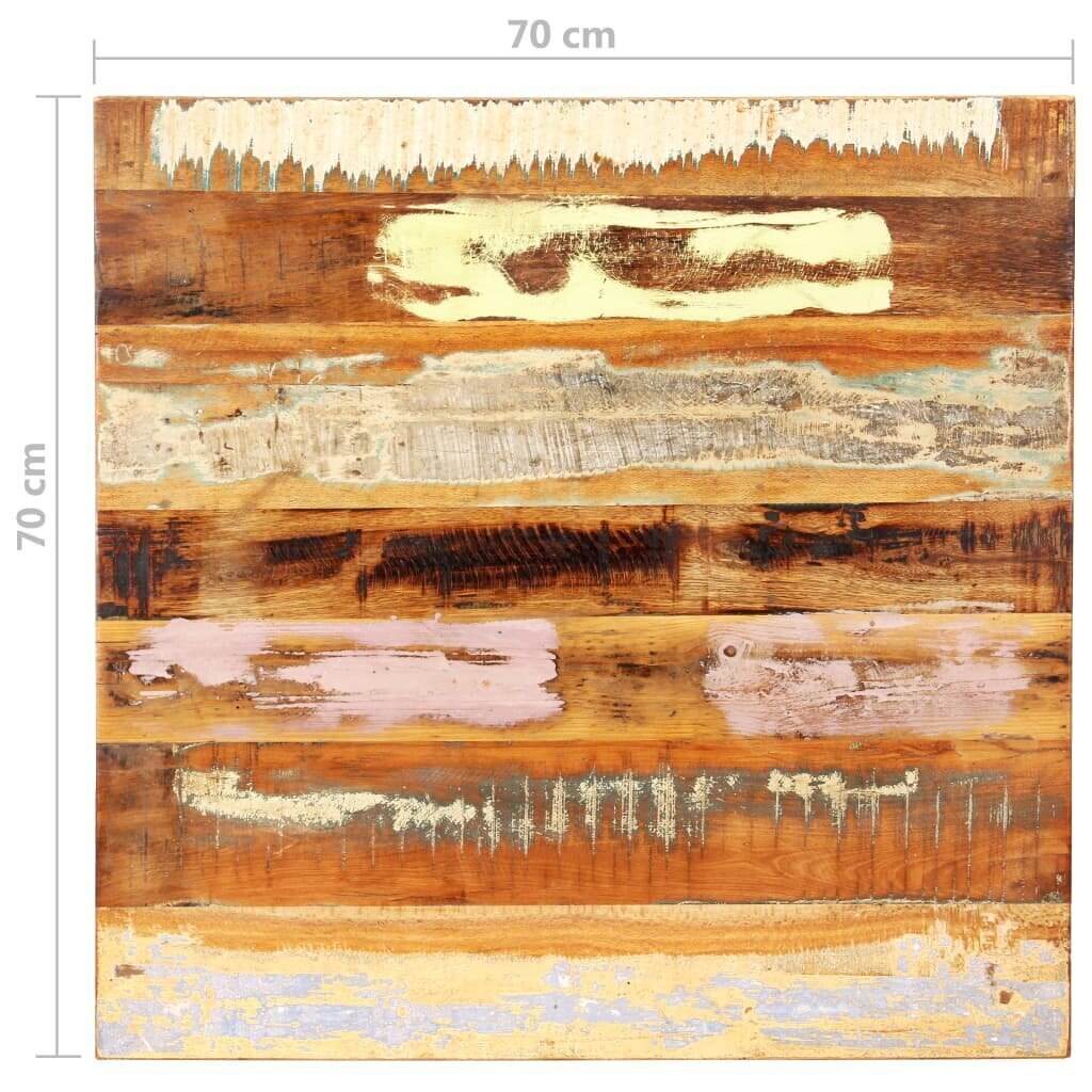 vidaXL galda virsma, kvadrāta, 70x70 cm, 25-27 mm, pārstrādāts koks cena un informācija | Galda virsmas | 220.lv
