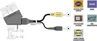 Насадка VL7554 SCART - насадка 2RCA с переключателем 1,5 м EOL цена и информация | Кабели и провода | 220.lv