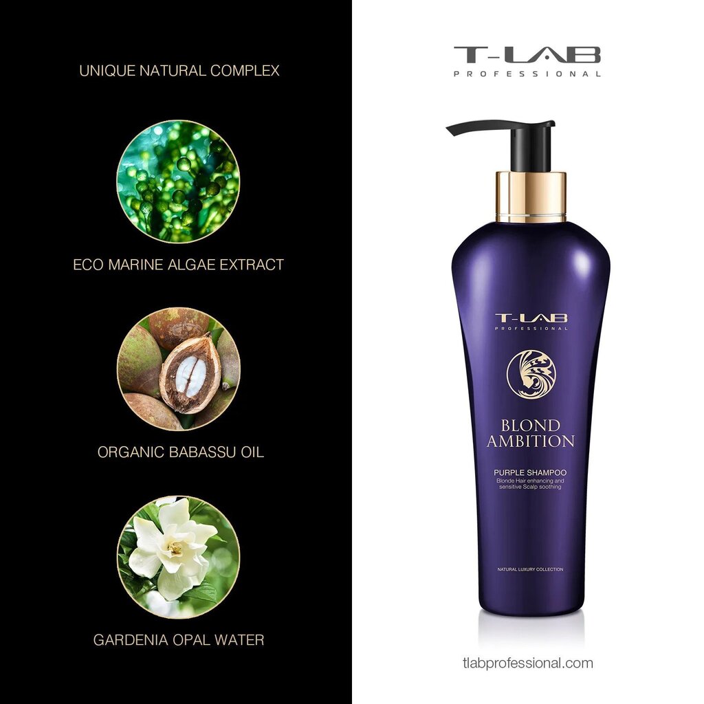 Violetais šampūns T-LAB Professional Blond Ambition, 300 ml цена и информация | Šampūni | 220.lv