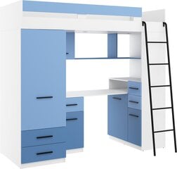 Divstāvu gulta Meblocross Smyk P, 80x200 cm, zila/balta cena un informācija | Bērnu gultas | 220.lv