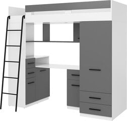 Divstāvu gulta Meblocross Smyk L, 80x200 cm, pelēka/balta cena un informācija | Bērnu gultas | 220.lv