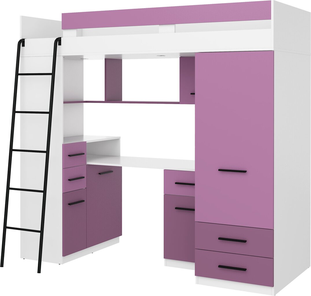 Divstāvu gulta Meblocross Smyk L, 80x200 cm, violeta/balta cena un informācija | Bērnu gultas | 220.lv