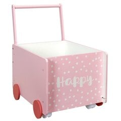 Подвижная тележка для игрушек на колесиках, розового цвета, 35x47см цена и информация | Игрушки для малышей | 220.lv