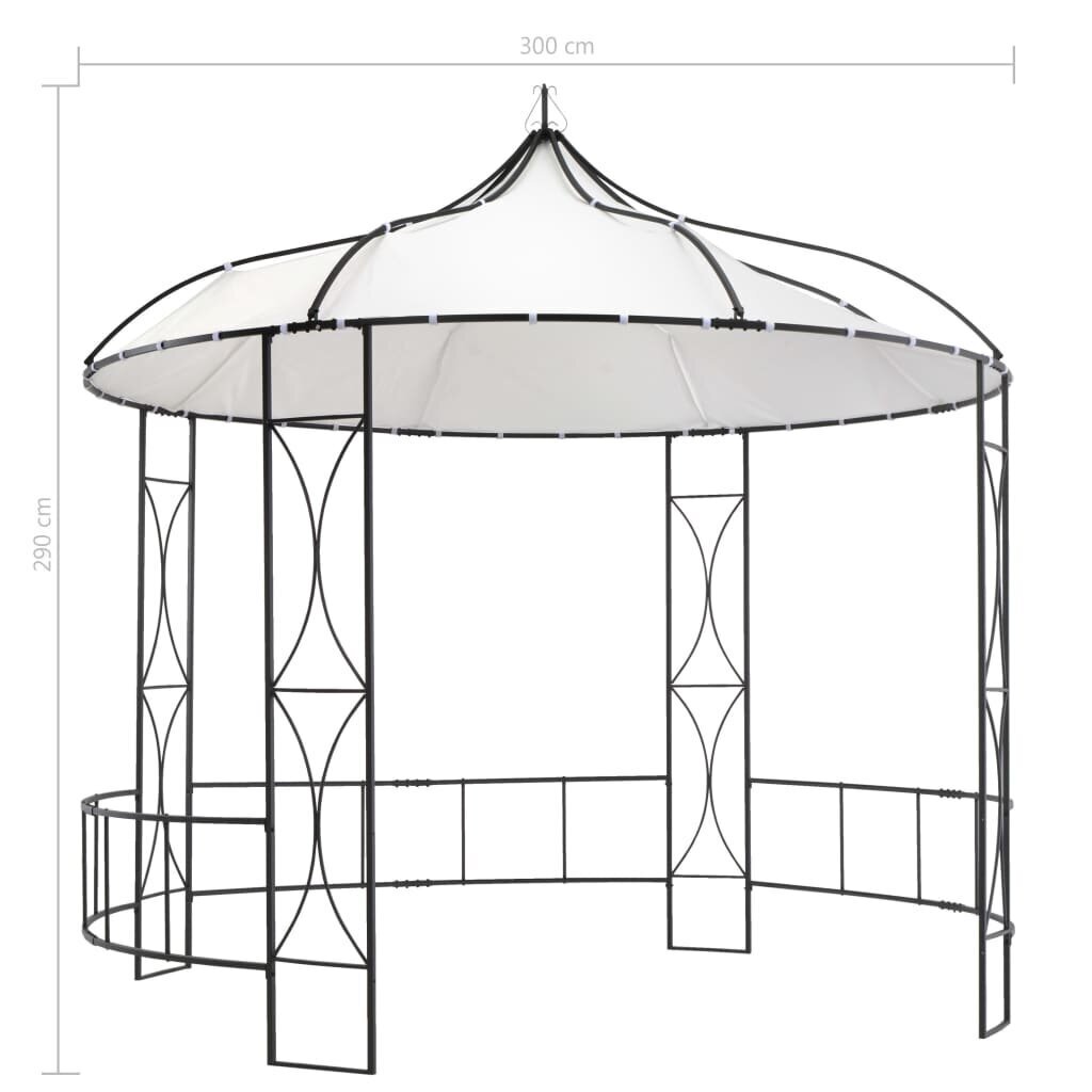 vidaXL dārza nojume, 300x290 cm, balta, apaļa cena un informācija | Dārza nojumes un lapenes | 220.lv