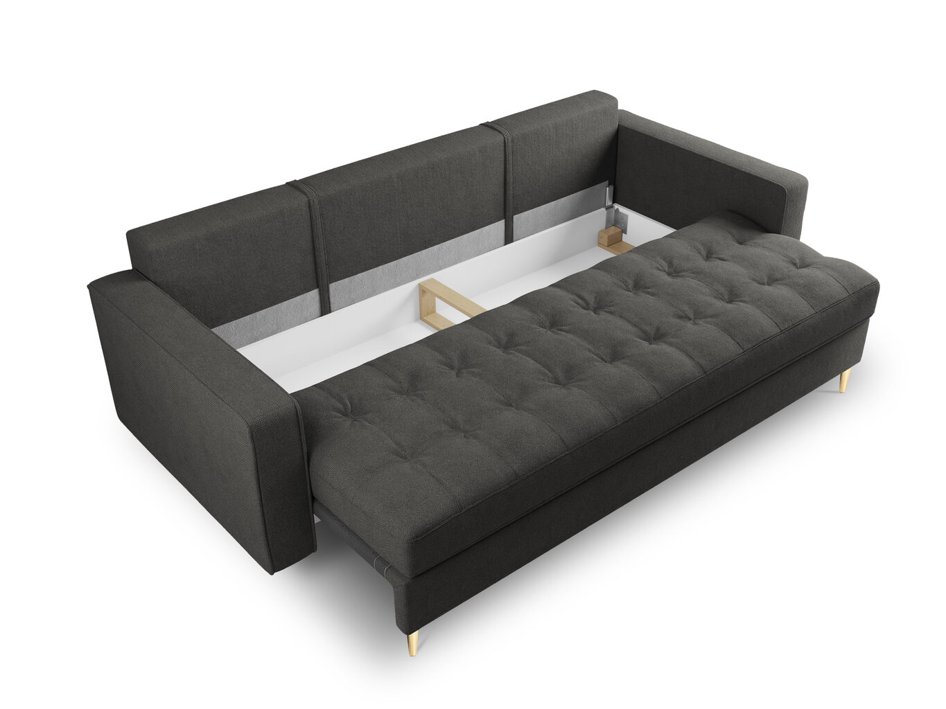 Trīsvietīgs dīvāns Milo Casa Santo 8, tumši pelēks/zelta krāsas cena un informācija | Dīvāni | 220.lv