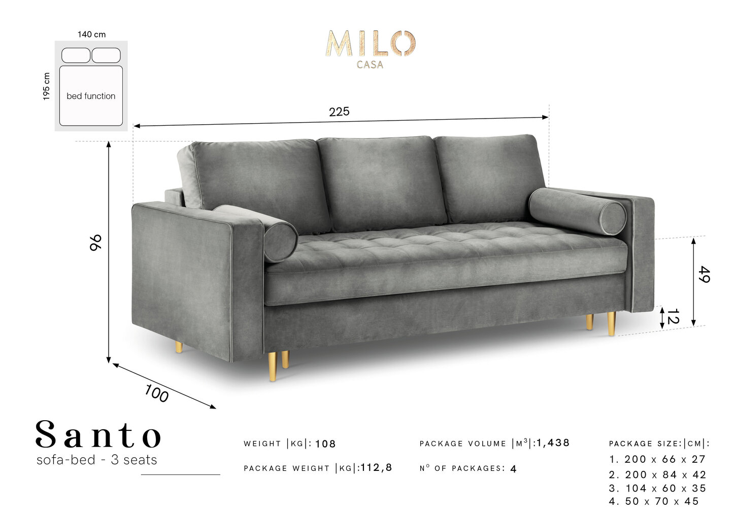 Dīvāns Milo Casa Santo, zaļš/zeltainas krāsas cena un informācija | Dīvāni | 220.lv