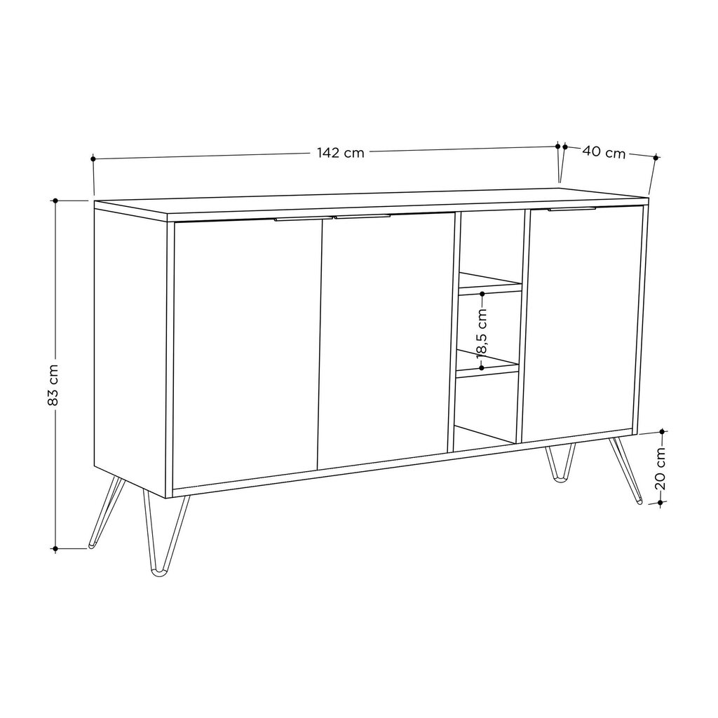 Kumode Kalune Design 855, 142 cm, gaiši brūna/pelēka cena un informācija | Kumodes | 220.lv