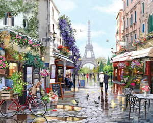 Komplekts gleznošana pēc numuriem 40x50 cm &quot;Paris in Spring&quot; cena un informācija | Gleznas pēc numuriem | 220.lv