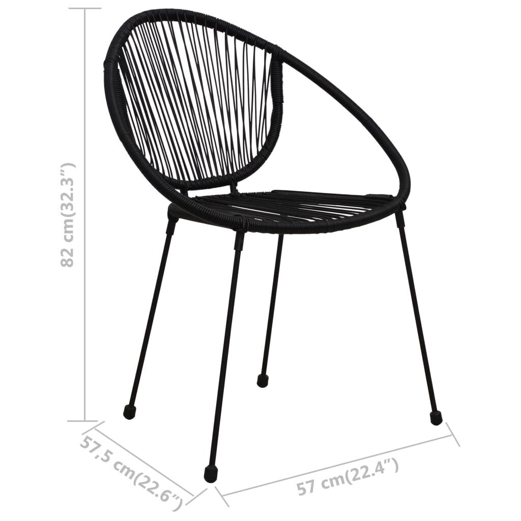 VidaXL dārza krēsli, 2 gab., melni, PVC rotangpalma cena un informācija | Dārza krēsli | 220.lv
