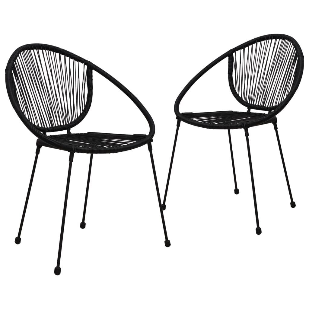 VidaXL dārza krēsli, 2 gab., melni, PVC rotangpalma цена и информация | Dārza krēsli | 220.lv