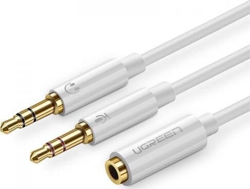 UGREEN AV141 3.5mm Female to 2 male audio cable (white) цена и информация | Kabeļi un vadi | 220.lv