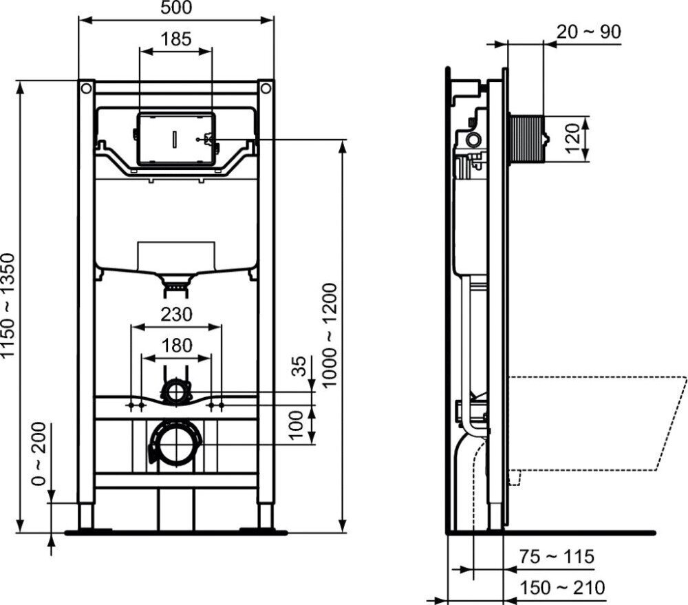 WC rāmja komplekts Ideal Standard ProSys, ar WC Connect Air Aquablade un soft close vāku цена и информация | Tualetes podi | 220.lv