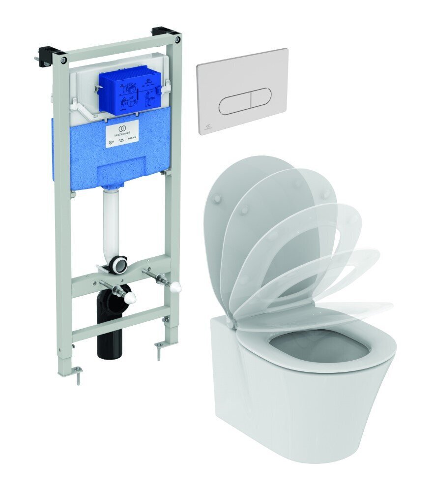 WC rāmja komplekts Ideal Standard ProSys, ar WC Connect Air Aquablade un soft close vāku cena un informācija | Tualetes podi | 220.lv