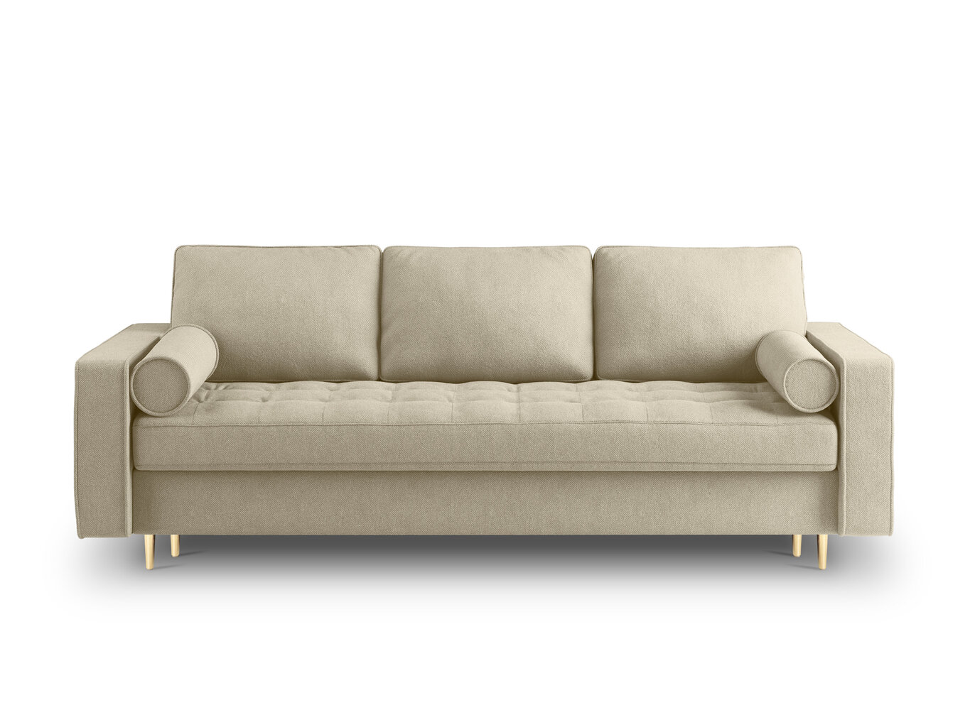 Trīsvietīgs dīvāns Milo Casa Santo 2, smilškrāsas/zelta krāsas cena un informācija | Dīvāni | 220.lv