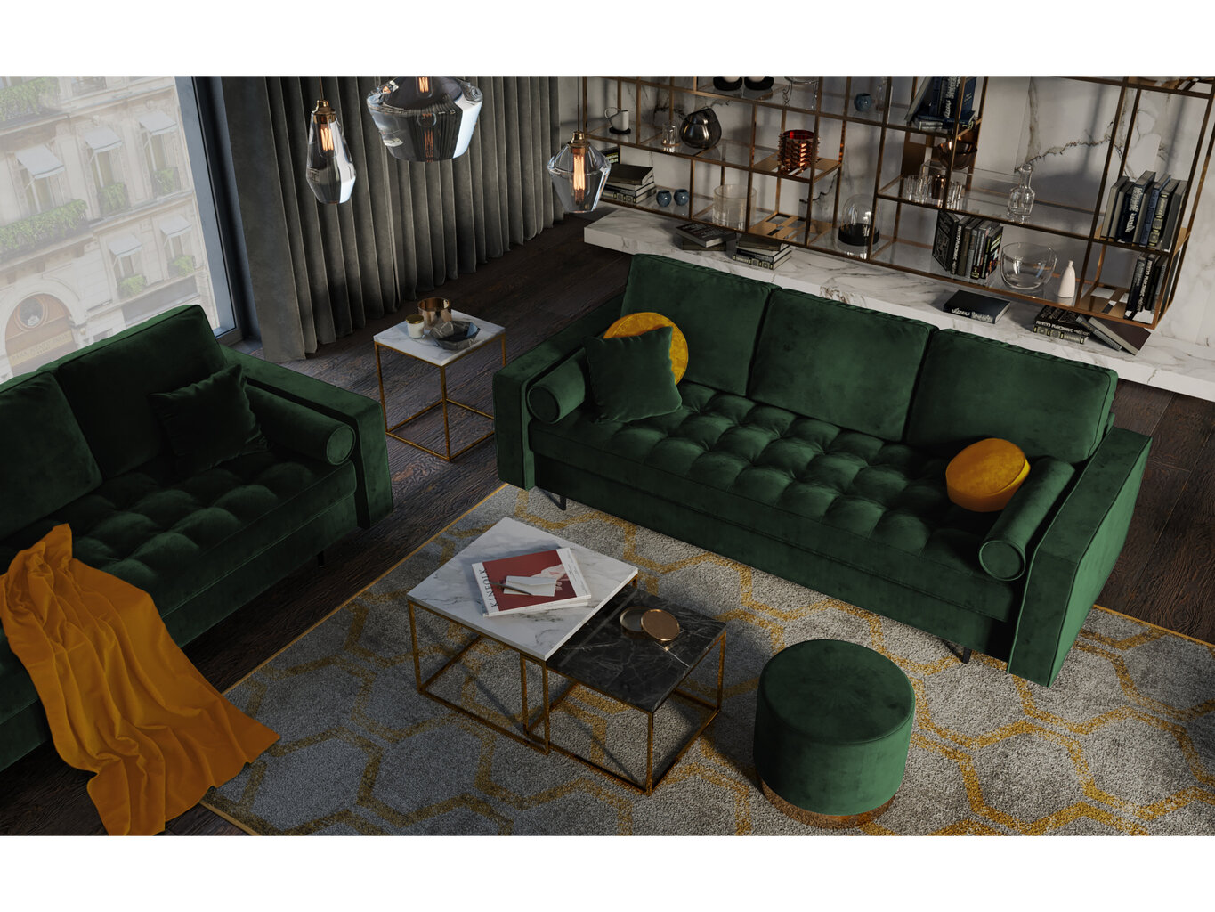Dīvāns Milo Casa Santo, tumši zaļš cena un informācija | Dīvāni | 220.lv
