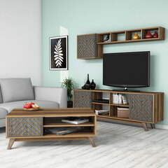 Dzīvojamās istabas mēbeļu komplekts Kalune Design 845(I), tumši brūns/zils cena un informācija | Sekcijas | 220.lv