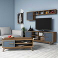 Комплект мебели для гостиной Kalune Design 845(II), темно-коричневый/синий