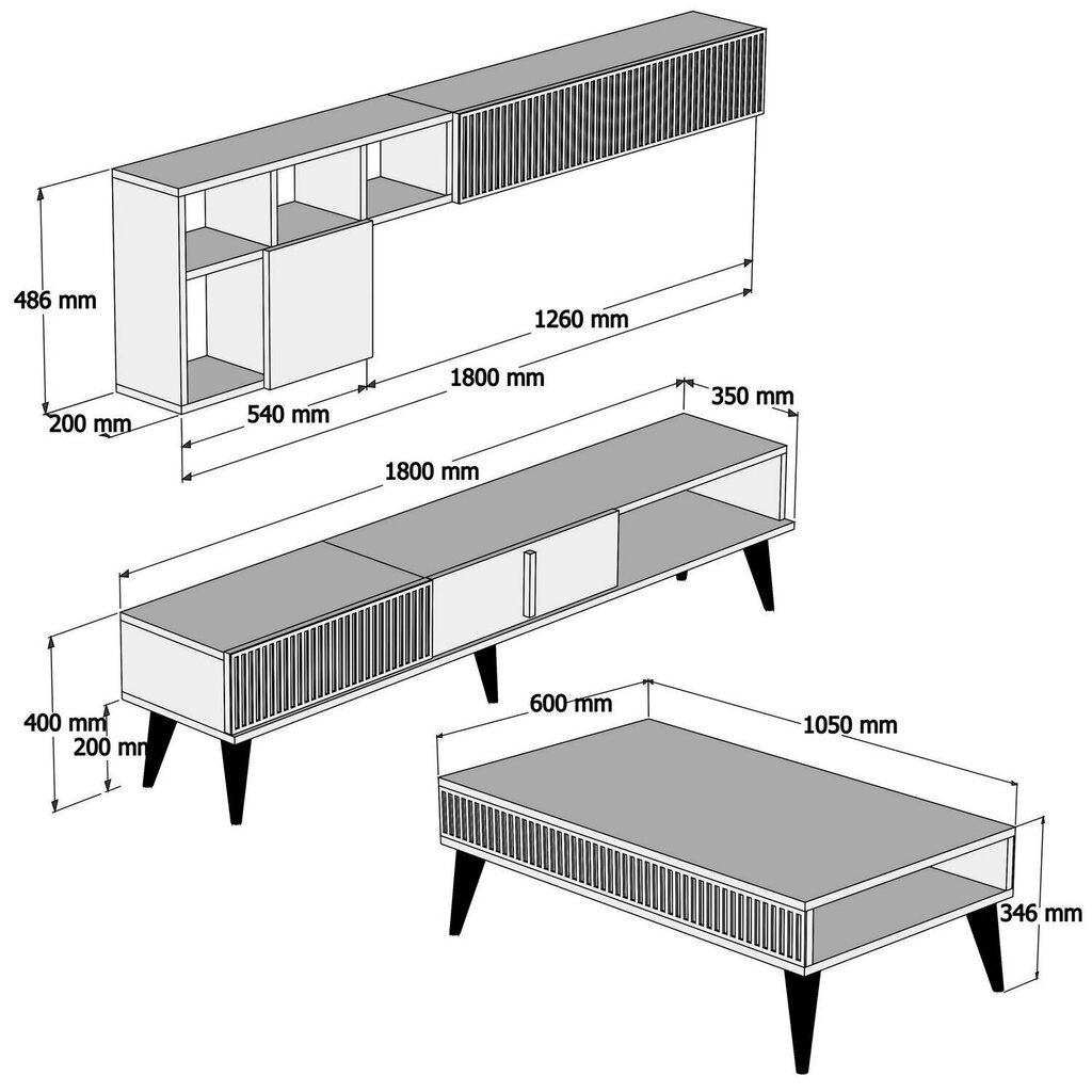Viesistabas mēbeļu komplekts Kalune Design 845(III), tumši brūns цена и информация | Sekcijas | 220.lv