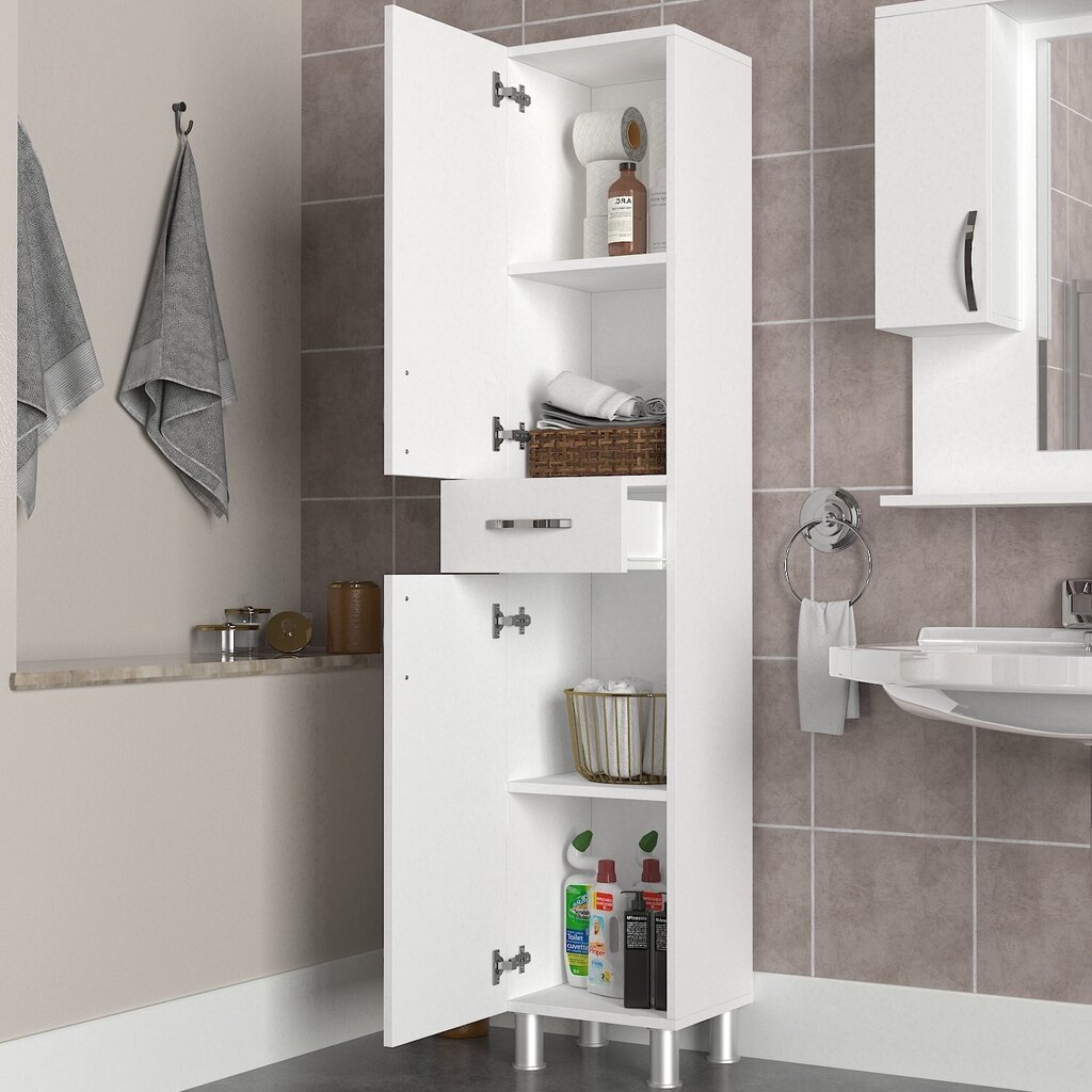 Grīdas vannas istabas skapītis Kalune Design 756(II), balts cena un informācija | Vannas istabas skapīši | 220.lv