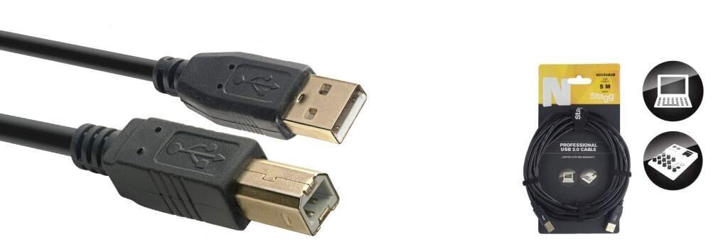 Datu kabelis Stagg USB-A/m - USB-B/m 5m цена и информация | Kabeļi un vadi | 220.lv