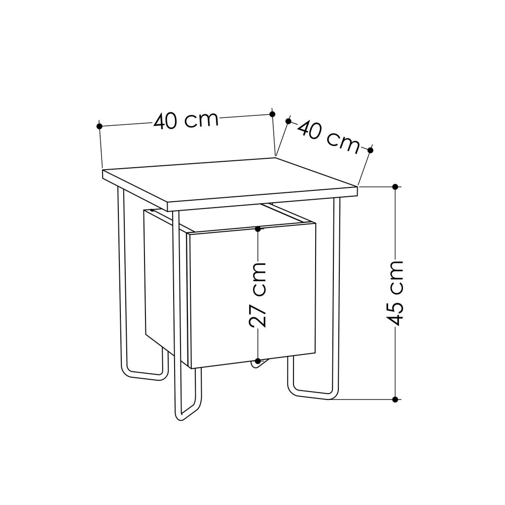 Naktsgaldiņš Kalune Design 776 (I), 45 cm, melns/pelēks cena un informācija | Naktsskapīši | 220.lv