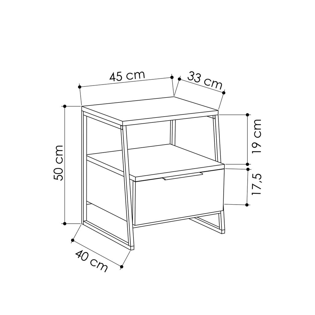 Naktsgaldiņš Kalune Design 855(I), 50 cm, balts/melns cena un informācija | Naktsskapīši | 220.lv