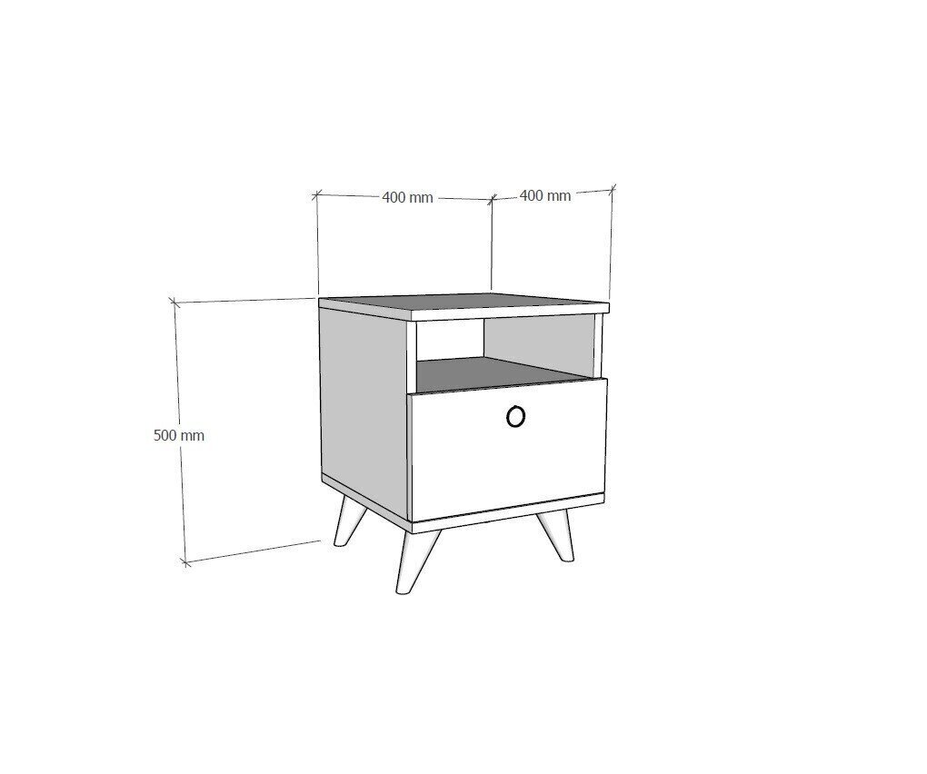 Naktsgaldiņš Kalune Design 835, 52 cm, balts cena un informācija | Naktsskapīši | 220.lv