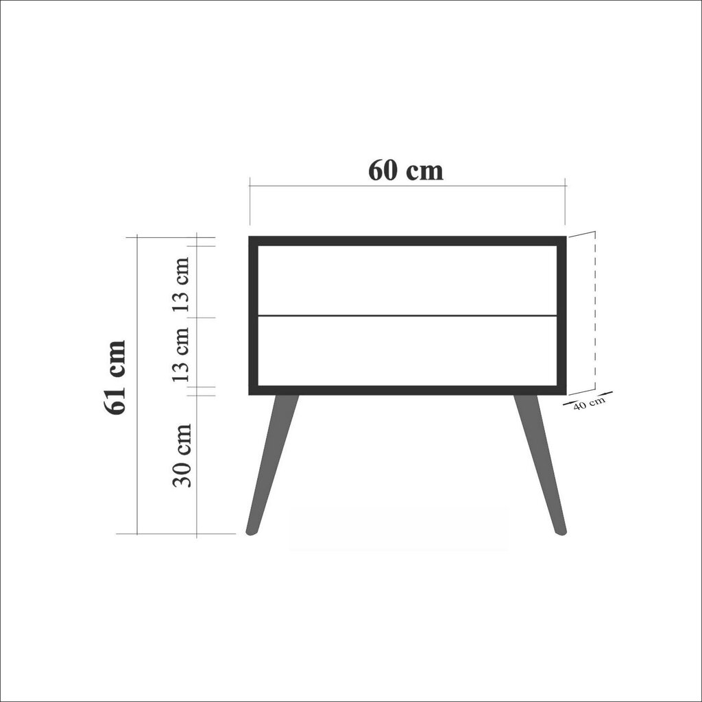 Naktsgaldiņš Kalune Design 869, 61 cm, sarkanas/ozola krāsas cena un informācija | Naktsskapīši | 220.lv