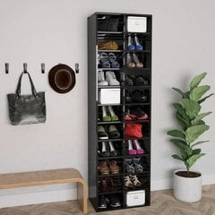vidaXL apavu skapis, spīdīgi melns, 54x34x183 cm, kokskaidu plāksne cena un informācija | Apavu skapji, apavu plaukti, priekšnama soliņi | 220.lv