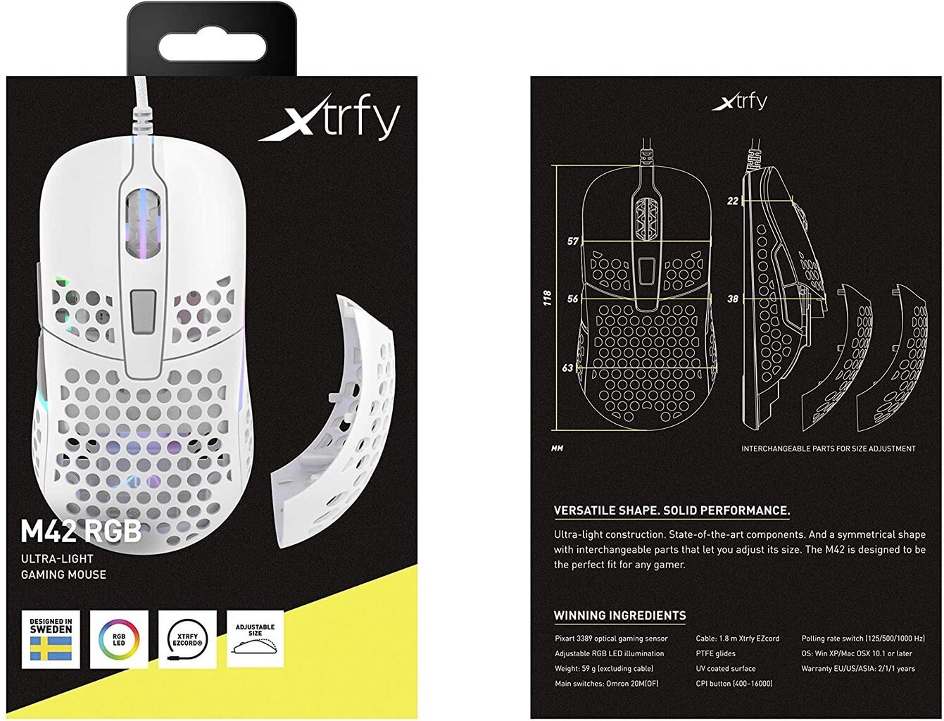 Pele Xtrfy M42 RGB, balta cena un informācija | Peles | 220.lv