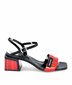 Atvērtas kurpes sievietēm Ilvi, melnas / sarkanas cena un informācija | Sieviešu sandales | 220.lv