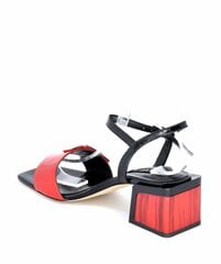 Atvērtas kurpes sievietēm Ilvi, melnas / sarkanas cena un informācija | Sieviešu sandales | 220.lv