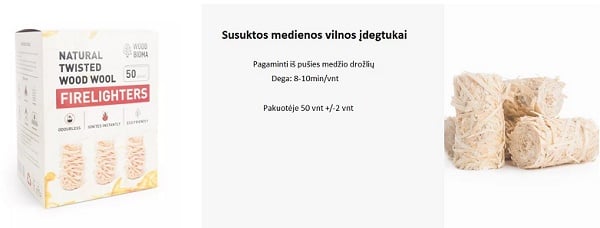 SUSUKTOS MEDIENOS VILNOS ĮDEGTUKAI FIRELIGHTERS