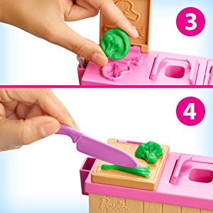 ​Barbie Noodle Bar Playset with Blonde Doll, Workstation, 2 White and Green Dough Containers