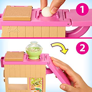 ​Barbie Noodle Bar Playset with Blonde Doll, Workstation, 2 White and Green Dough Containers