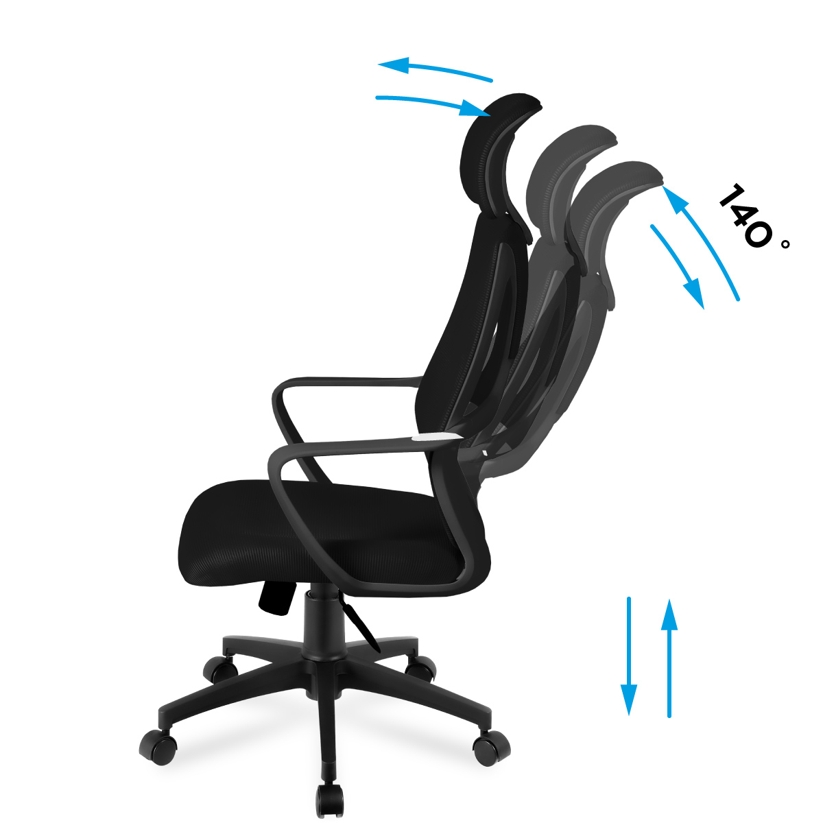 Regulacja oparcia w fotelu biurowym Manager 2.8 Black