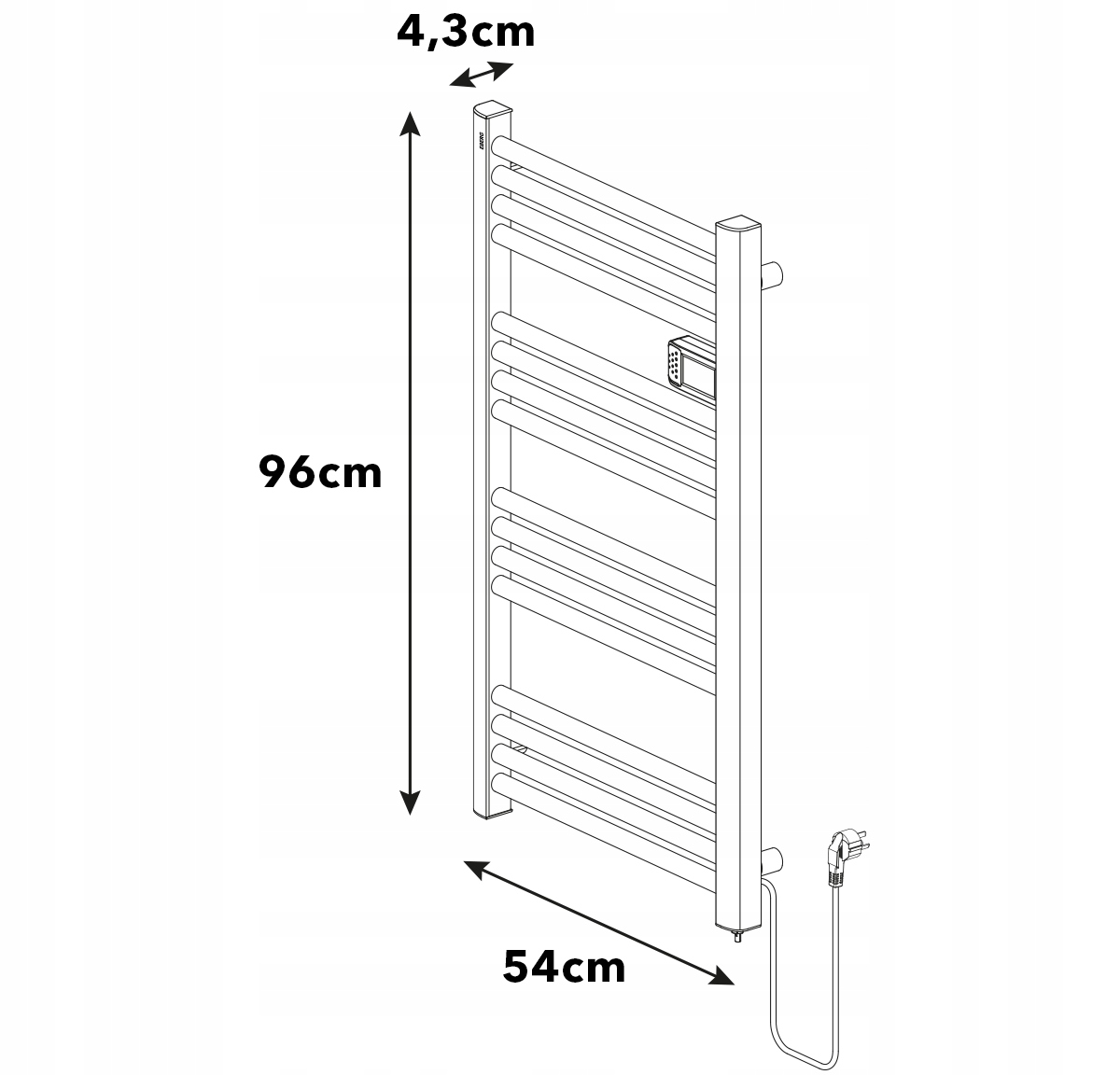 Elektriskais vannas istabas sildītājs ETW 500W, kāpnes Augstums 960 mm