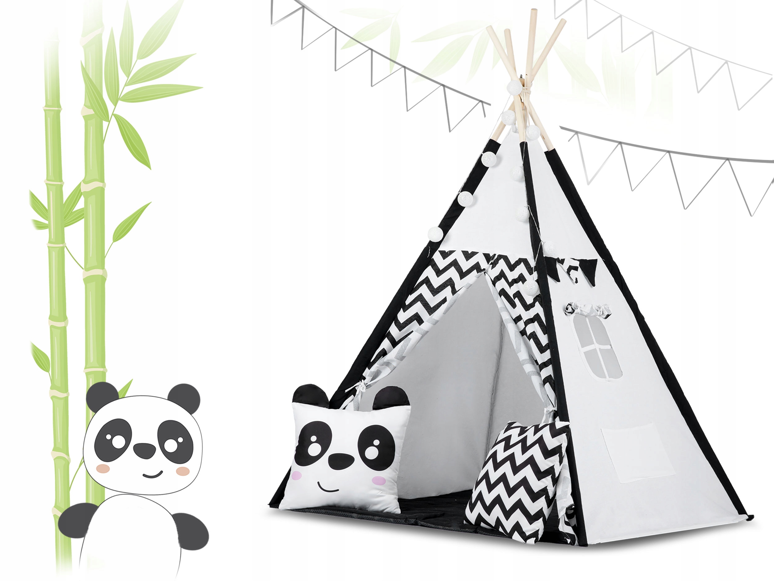 TYPE telts bērniem TEEPEE Girliandos Spilveni Platums 120 cm