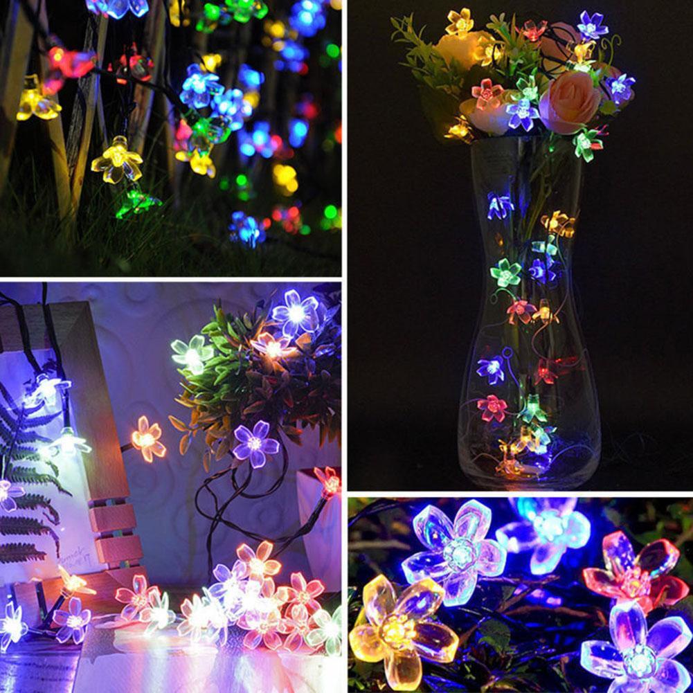 Solar Garland.KRĀSAINI ZIEDI 50 LED FLOWER Bumbiņas diametrs 1 cm