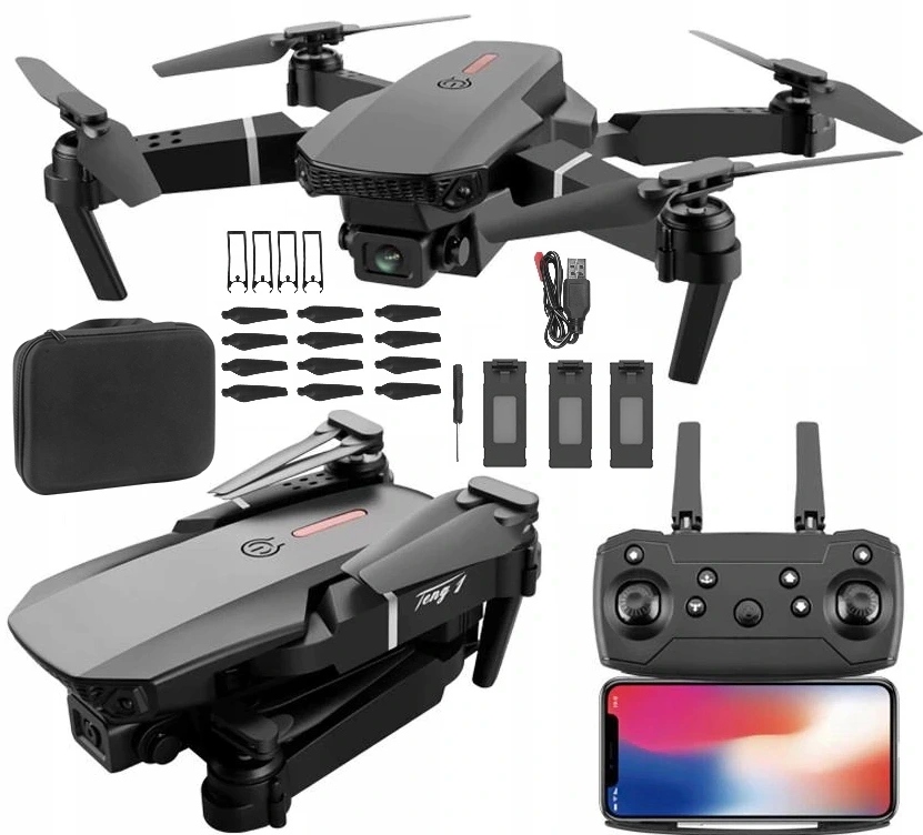 DRONE E90 PRO KAMERA 4K WIFI HD ROTAĻLIETA ZAWIS 250m