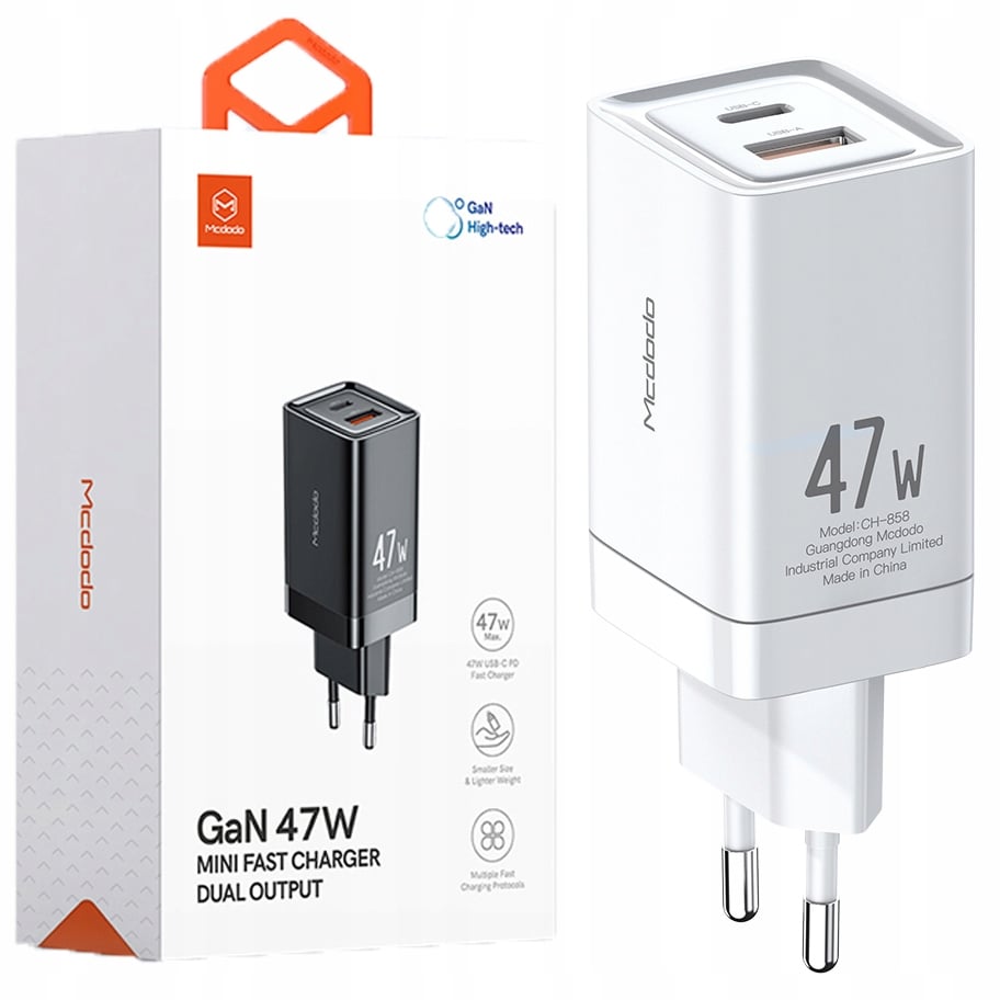 Mcdodo мини GaN зарядное устройство для телефона, 2X USB/USB-C PD QC - 47  Вт CH-8580 цена | 220.lv