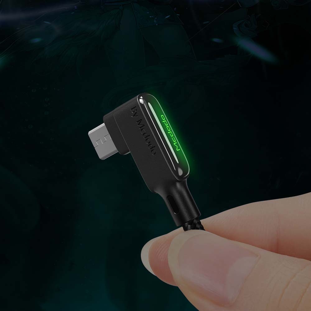 Mcdodo Клеевой угол 90° LED Micro USB телефонный кабель 1,2 м черный цена |  220.lv